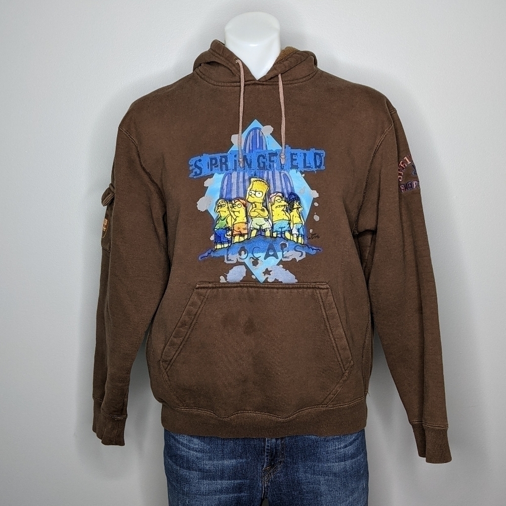Simpsons Springfield Locals Surfing Club brown 00's hoodie M